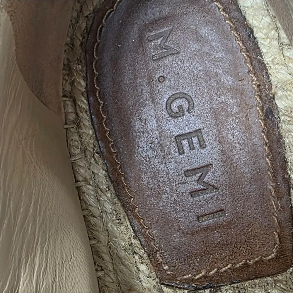 M. Gemi Suede Ankle Wrap Espadrilles Flat Cognac Womens Size 40 EU 9.5 US